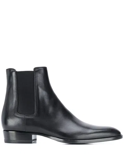 SAINT LAURENT BLACK LEATHER CHELSEA BOOTS