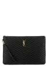 Saint Laurent Black Leather Clutch In Black