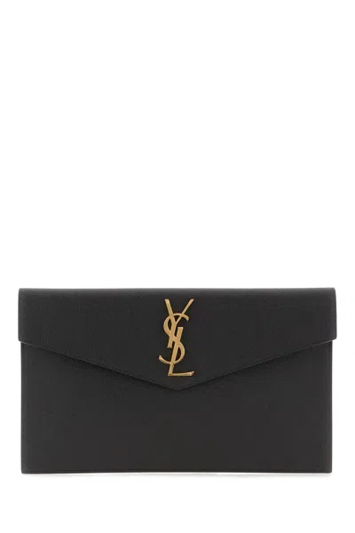 Saint Laurent Black Leather Clutch