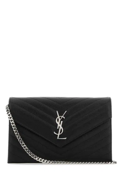 Saint Laurent Black Leather Clutch