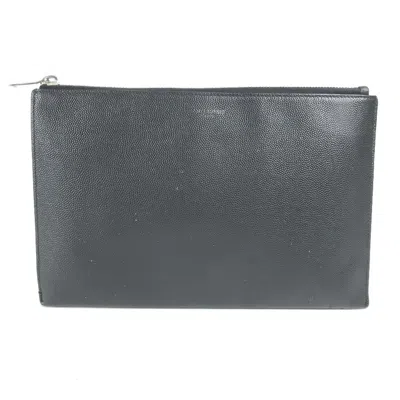 Pre-owned Saint Laurent Black Leather Clutch Bag Pouch ()