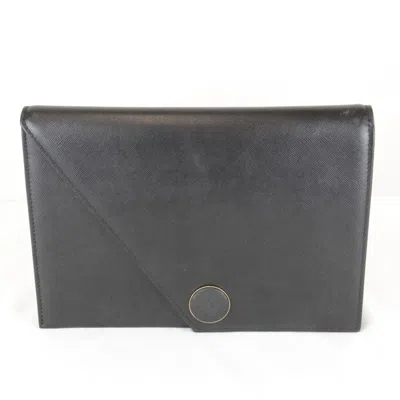 Pre-owned Saint Laurent Black Leather Clutch Bag ()