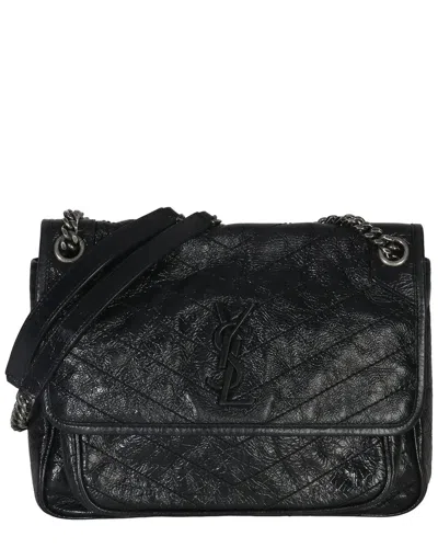 Saint Laurent Black Leather Crinkled Matelassé Medium Niki Chain Satchel  (authentic Pre-loved) In Yellow