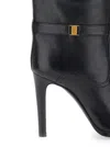 Saint Laurent Black Leather Diane Boots In Black