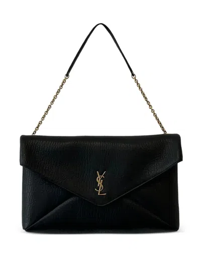 SAINT LAURENT SAINT LAURENT BLACK LEATHER ENVELOPE CASSANDRE XXL SHOULDER BAG