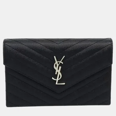 Pre-owned Saint Laurent Black Leather Envelope Chain Shoulder Bag