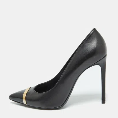 Pre-owned Saint Laurent Black Leather Escarpin Pointed Toe Pumps Size 39.5