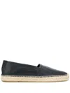 Saint Laurent Black Leather Espadrilles In Black