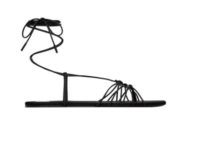 Saint Laurent Black Leather Flat Shoes In Multi