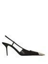 Saint Laurent Two-tone Slingback Pumps Pointed Toe In Black