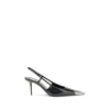 Saint Laurent Jeanne Slingback Pumps In Glazed Leather With Metal Toe Shoes In Black