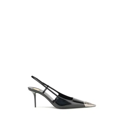 SAINT LAURENT BLACK LEATHER HIGH HEEL PUMPS