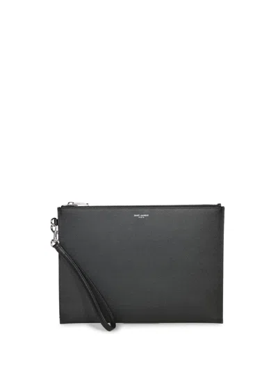 Saint Laurent Black Leather Ipad Holder