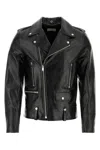 Saint Laurent Black Biker Jacket With Zipped Pockets In Smooth Leather Man