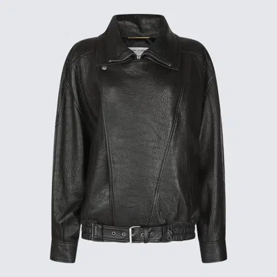 Saint Laurent Oversized Leather Jacket In Black