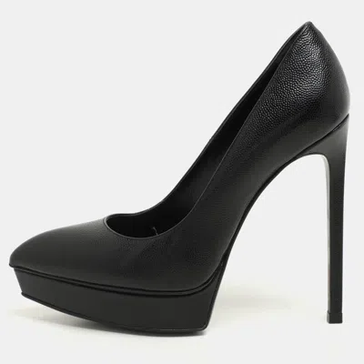 Pre-owned Saint Laurent Black Leather Janis Pumps Size 36