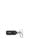 SAINT LAURENT BLACK LEATHER KEY HOLDER WITH INTERLACED LOGO AND TWIST-LOCK CLASP
