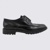 Saint Laurent Smooth Leather Linen Derbies Shoes In Black