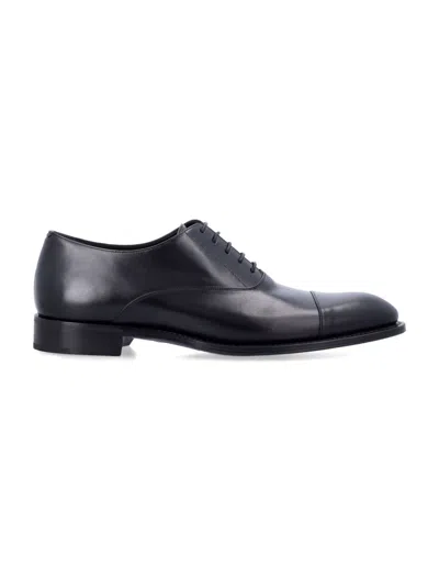 SAINT LAURENT BLACK LEATHER LACE UP SHOES