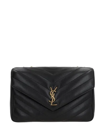 Saint Laurent Black Leather Large Lou Lou Shoulder Bag