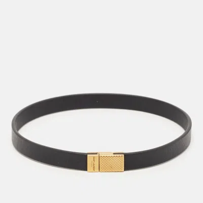 Pre-owned Saint Laurent Black Leather Le Carré Double Wrap Belt