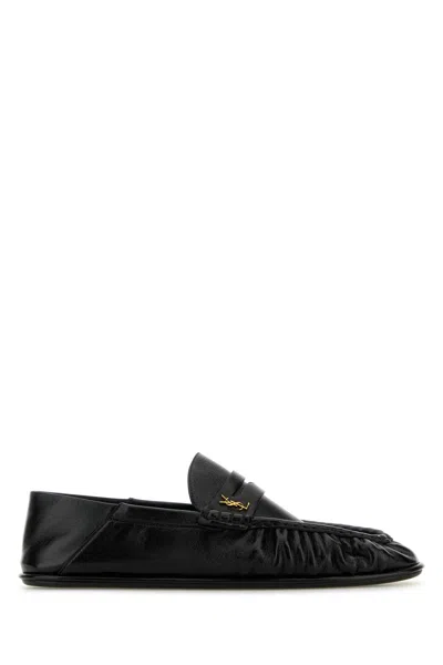 SAINT LAURENT BLACK LEATHER LE LOAFER LOAFERS