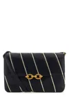 Saint Laurent Two-tone Leather Le Maillon Shoulder Bag In Black
