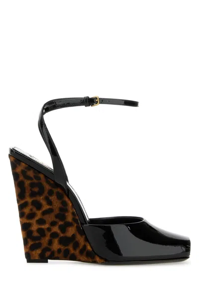 Saint Laurent Black Leather Le Scandal Sandals