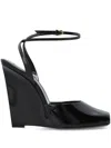 Saint Laurent La Scandale 110 Patent Leather Wedge Sandals