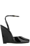 Saint Laurent La Scandale 110 Patent Leather Wedge Sandals