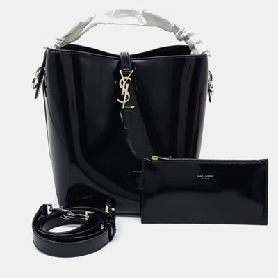 Pre-owned Saint Laurent Black Leather Le37 Cassandra Bucket Bag