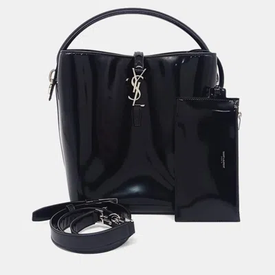 Pre-owned Saint Laurent Black Leather Le37 Cassandra Bucket Bag