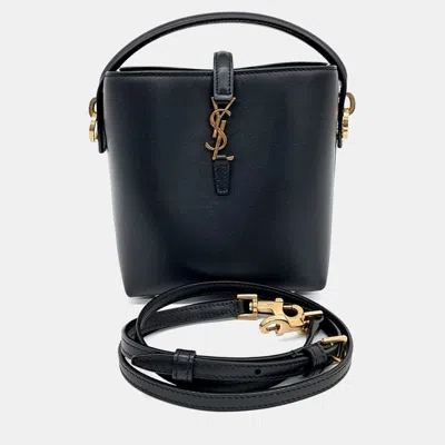 Pre-owned Saint Laurent Black Leather Le37 Mini Bucket Bag