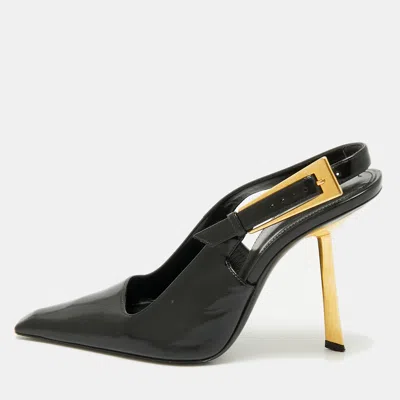 Pre-owned Saint Laurent Black Leather Lee Slingback Pumps Size 37.5
