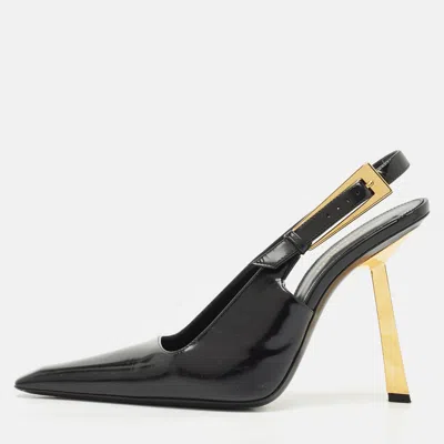 Pre-owned Saint Laurent Black Leather Lee Slingback Pumps Size 39