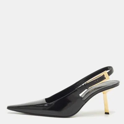 Pre-owned Saint Laurent Black Leather Lee Slingback Pumps Size 40