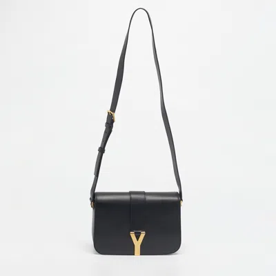 Pre-owned Saint Laurent Black Leather Ligne Y Shoulder Bag