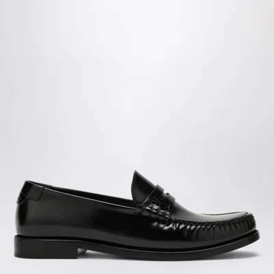 Saint Laurent Black Leather Loafer With Monogram
