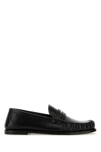 SAINT LAURENT BLACK LEATHER LOAFERS