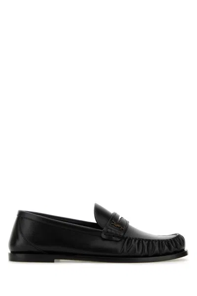 SAINT LAURENT BLACK LEATHER LOAFERS