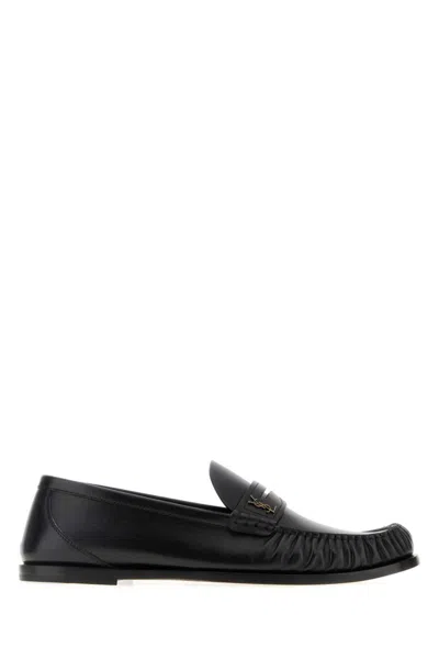 SAINT LAURENT BLACK LEATHER LOAFERS