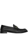 Saint Laurent Ysl Logo Leather Loafers In Black