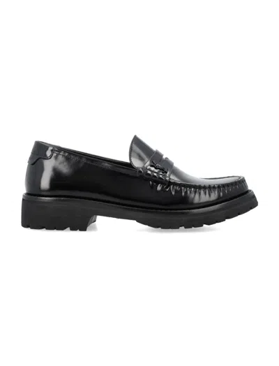 SAINT LAURENT BLACK LEATHER LOAFERS