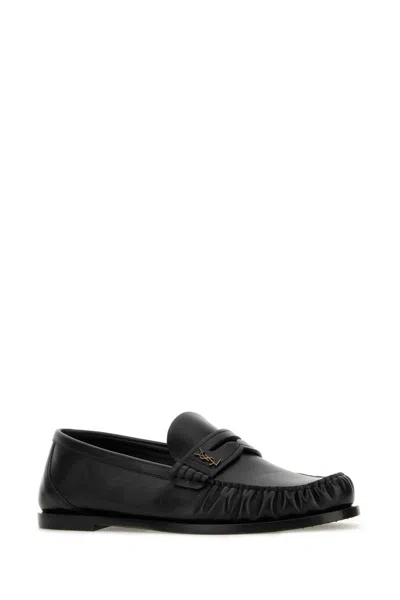SAINT LAURENT BLACK LEATHER LOAFERS