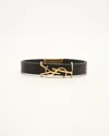 Saint Laurent Black Leather Logo Bracelet