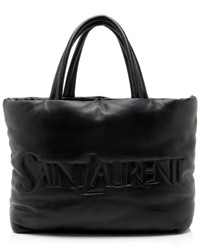 Saint Laurent Black Leather Logo Shopping Tote (authentic Pre-loved)