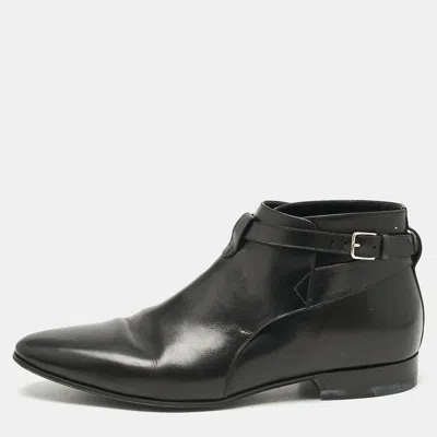 Pre-owned Saint Laurent Black Leather London 20 Jodhpur Boots Size 43