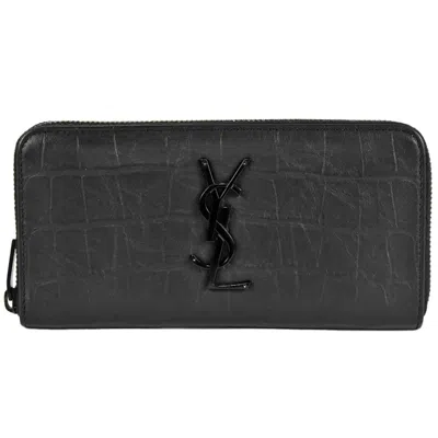 Pre-owned Saint Laurent Black Leather Long Wallet (bi-fold) ()