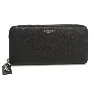 Pre-owned Saint Laurent Black Leather Long Wallet (bi-fold) ()