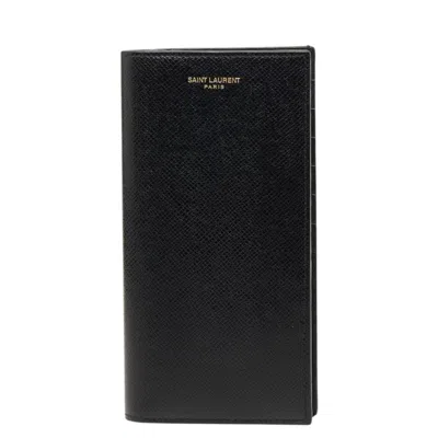 Pre-owned Saint Laurent Black Leather Long Wallet (bi-fold) ()